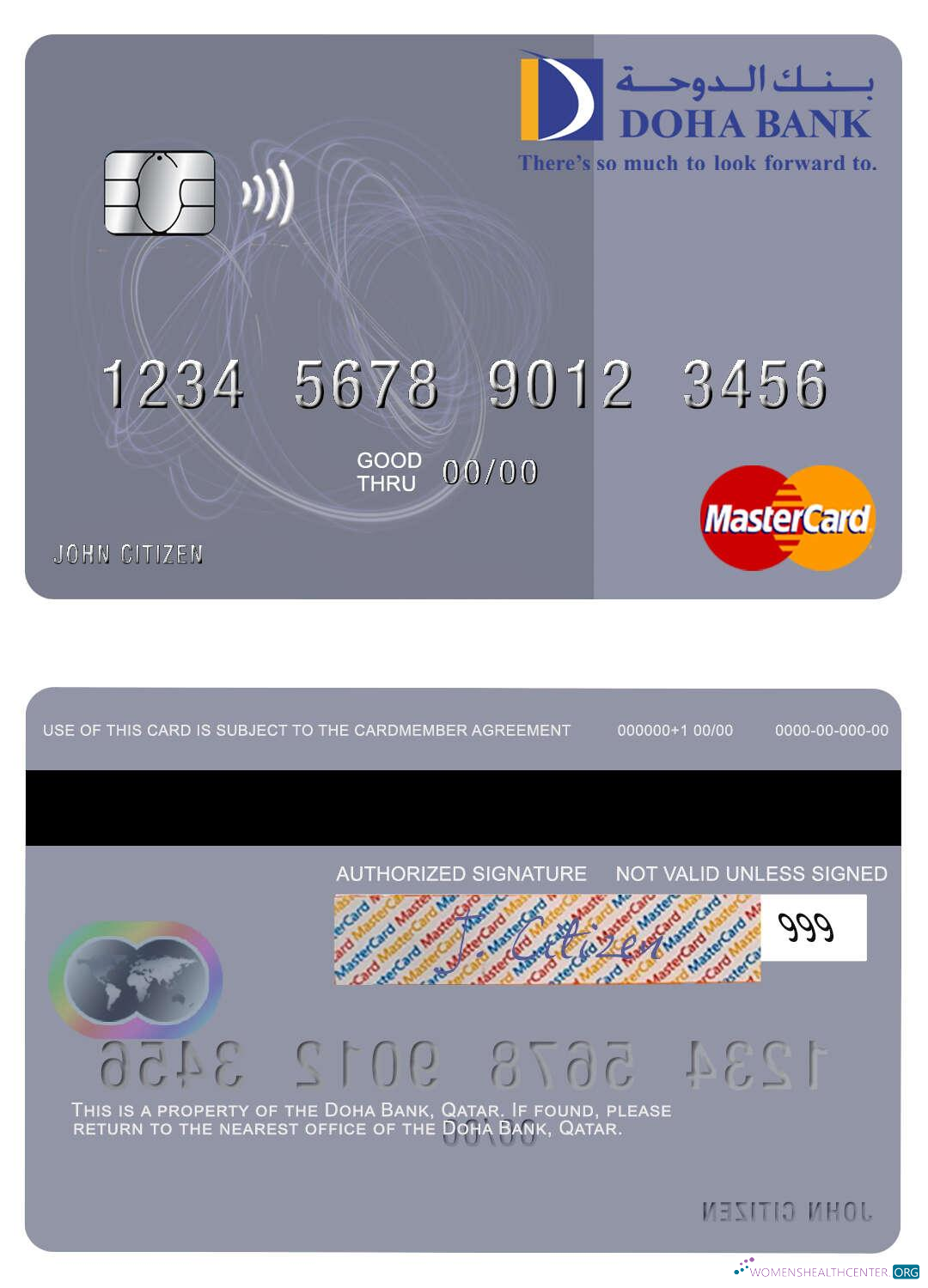 Download Qatar Doha Bank mastercard Photoshop template